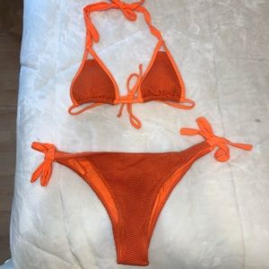 SHEIN orange textured bikini